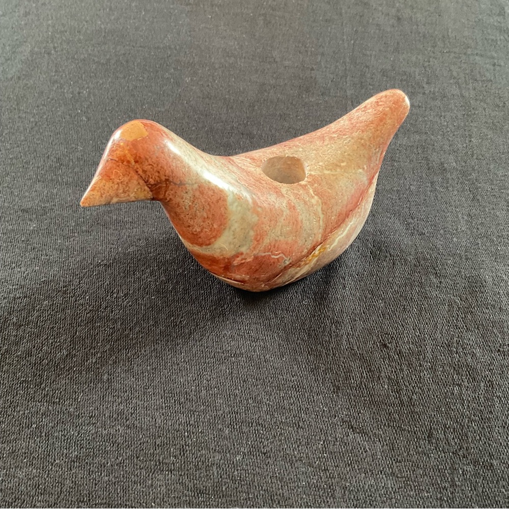 Heavy Carved Stone Bird Candle Holder